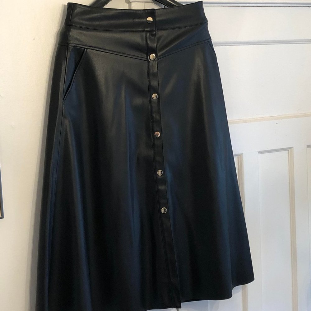 Zara faux leather midi skirt
